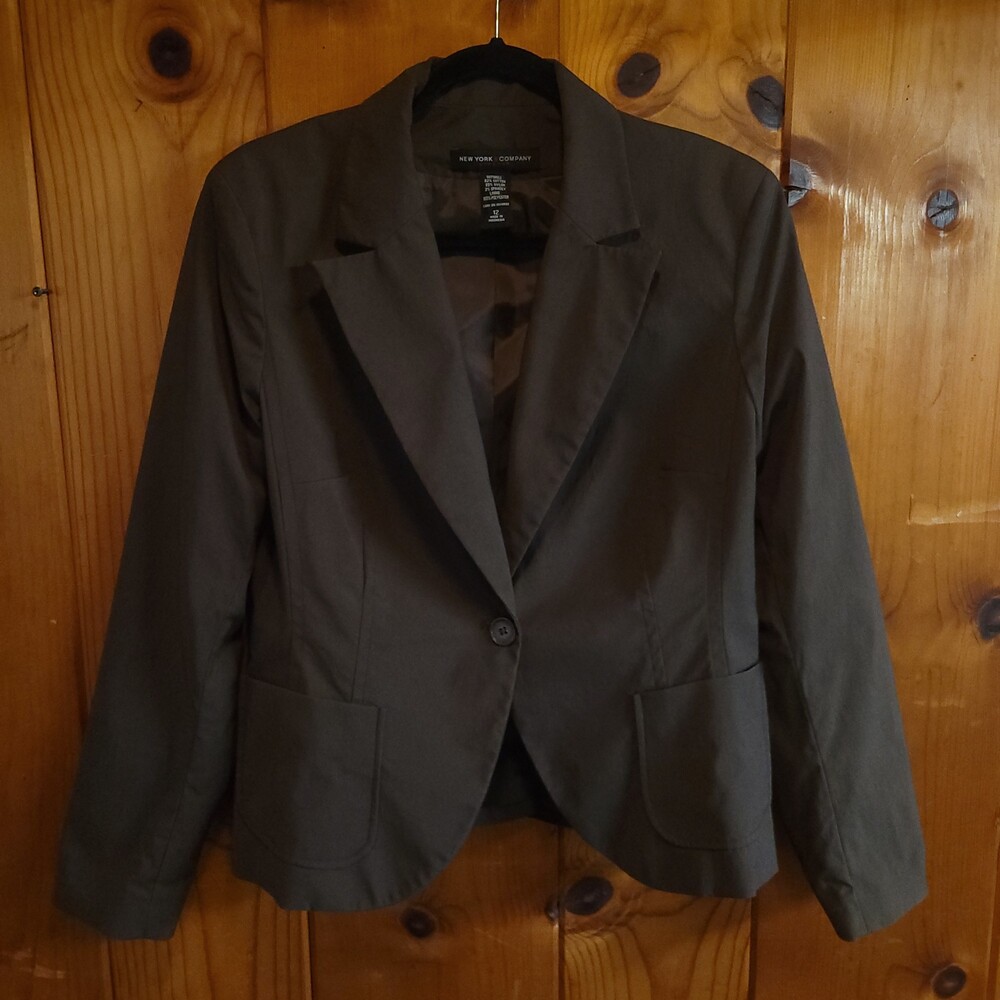 New York & Company Brown Cotton Blend Blazer Size 12 Women's y2k vintage preppy